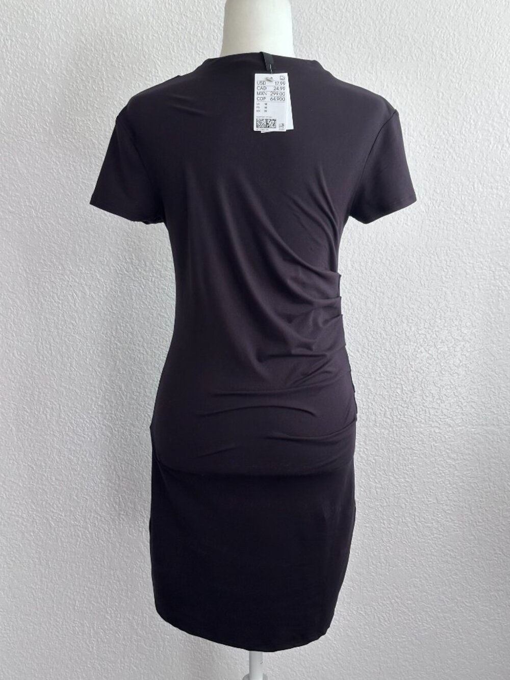 Divided by H&M Black Ruched Mini Dress | Asymmetrical Draped Neck | Size M | NWT - Picture 5 of 9